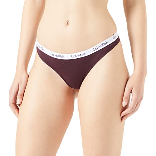 Calvin Klein - Idealnie dopasowane stringi - bielizna damska - beżowa - 72% poliamid, 28% elastan - logo Calvin Klein - niski stan - rozmiar XS, Śliwka zasilająca, M