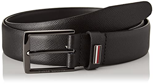 Tommy Hilfiger Męski pasek biznesowy 3.5 skórzany, Czarny, 95