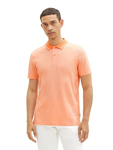 TOM TAILOR Męska 1036437 koszulka polo, 31994-Melon Orange White Stripe, S, 31994 - melon pomarańczowy biały pasek, S