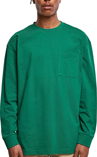 Urban Classics Męski T-shirt z długim rękawem, z kieszenią na piersi, ciężki materiał, Heavy Oversized Pocket Longsleeve, dostępny w 4 kolorach, rozmiary XS-5XL, zielony, XXL