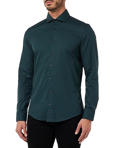 Seidensticker Męska koszula slim fit z długim rękawem, ciemnozielony, 38
