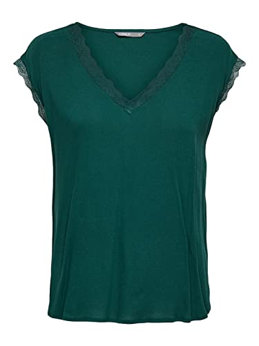 ONLY Damski top Onljasmina S/S V-Neck Lace Noos Ptm Top, June Bug, XS