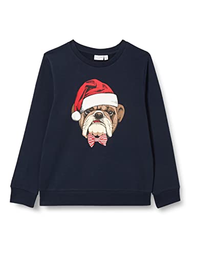 NAME IT Nkmvismas Ls Sweat Bru Rr bluza chłopięca, Dark Sapphire, 146-152