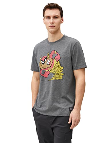Koton Męski T-shirt Tasmanian Devil Oversized Licensed Printed, Anthracite (047), M