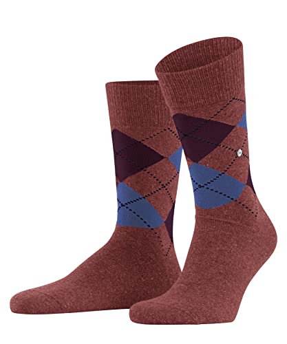 Burlington Tweed Argyle skarpety męskie, ocieplająca mieszanka materiałów, czerwony (Rust Melange 8296), 46 EU