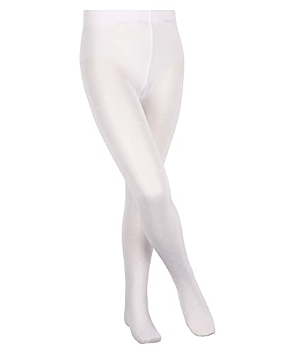 FALKE Uniseks - dzieci Rajstopy Romantic Dot K TI Niska Gęstość Splotów grube z wzorem 1 Para, Biały (White 2209), 134-146 (9-12 lata)