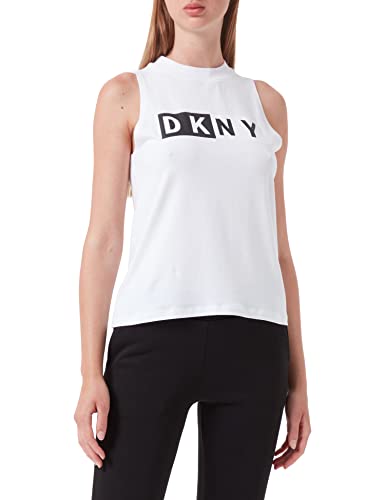 DKNY Damska koszulka sportowa z logo Two Tone, biały, M
