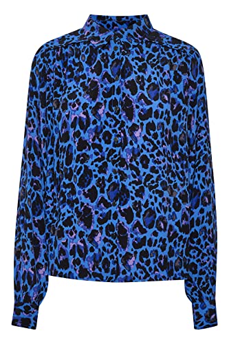 Part Two VernaPW SH Regular Fit Długi Rękaw Koszulka, Niebieska Czapka Leo Print, 48 Kobiet, Niebieska czapka Leo Print, 46