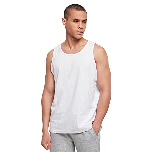 Build Your Brand Męski Basic Tank T-Shirt, Basic męski tank top z bawełny na lato, dostępny w wielu kolorach, rozmiary XS-5XL, biały, XXL