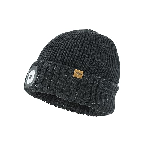 SEALSKINZ Heydon wodoodporna czapka z mankietem LED na zimną pogodę, czarna, Czarny, XXL