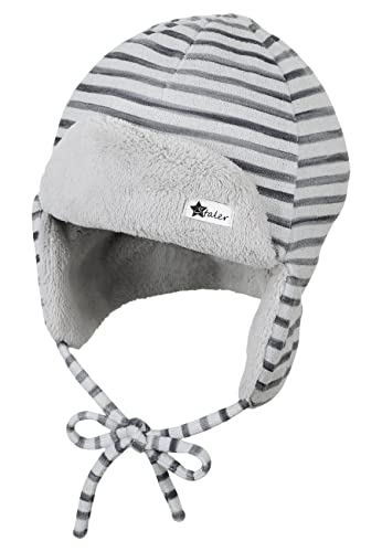 Sterntaler Chłopięca czapka lotnicza paski z flauszową czapką, jasnoszary, 51
