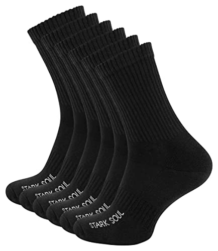 STARK SOUL 6 par Crew – skarpety sportowe z podeszwą frotte, czarne (43 – 46, 6 par)