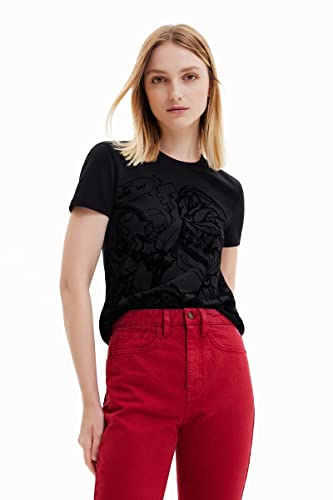 Desigual Damska koszulka z krótkim rękawem, czarny, L