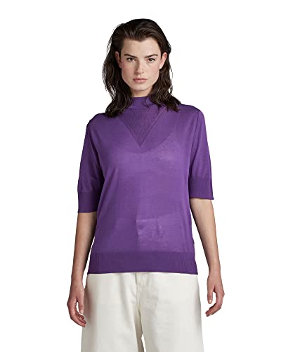 G-STAR RAW Damski sweter z dzianiny Core Mock Neck Ss, Purpur (Dk Violet D166-5616), XL