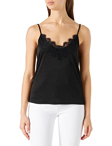 ONLY Women's ONLCAROL S/L Glitter Box JRS Top, Black/Stripes: Black metallic, M