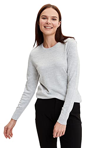 DeFacto Sweter o normalnym kroju dla kobiet – sweter z golfem, sweter damski, szary melanż, L