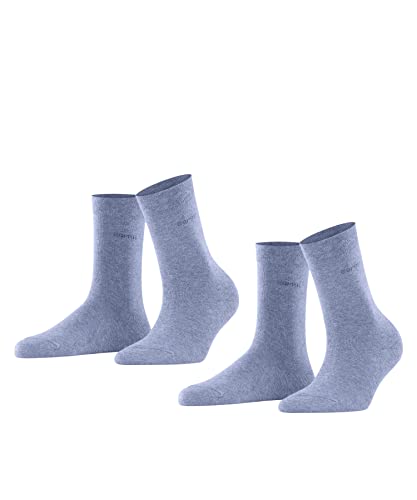 ESPRIT Kobiety Skarpety Basic Easy 2-Pack W SO Bawełna jednokolorowe 1 Para, Niebieski (Jeans Melange 6458), 39-42