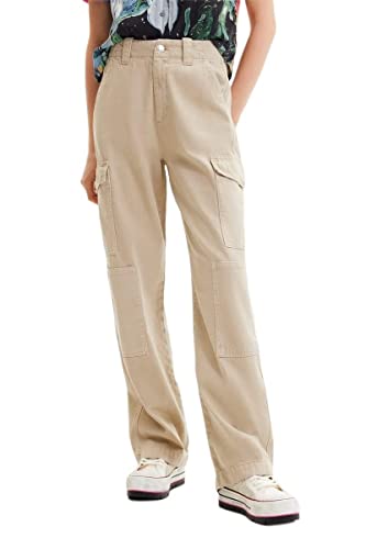 Desigual Damskie spodnie swobodne, Biały., 40