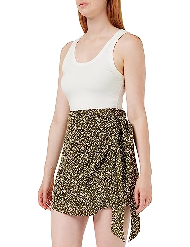 Tommy Hilfiger spódnica Mini owijanie z nadrukiem piór spódnice Fit & Flare kobiety, Drukuj pióro/umieścić zielony, 38
