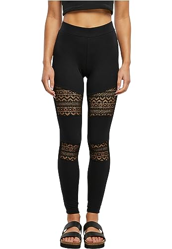 Urban Classics Damskie legginsy Crochet Lace Inset, czarny, 4XL