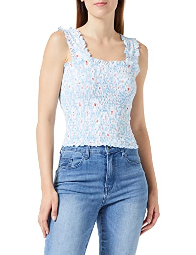 Bestseller A/S PCTAYLIN Smock TOP, Airy Blue/Aop: białe kwiaty, XL