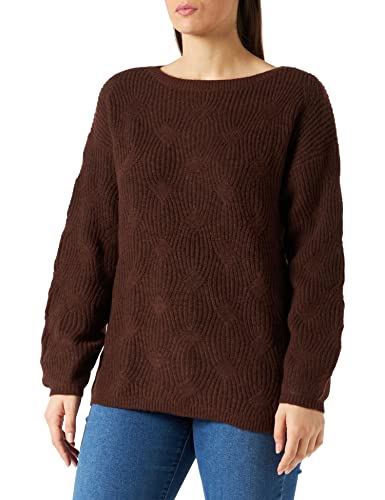 TOM TAILOR Damski Sweter ze wzorem strukturalnym 1028988, 28388 - Earth Brown Melange, XL