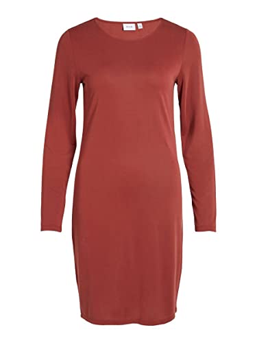 Vila Damska sukienka VIMODALA O-Neck L/S MIDI SU-NOOS, Fired Brick, S, Fired Brick, S