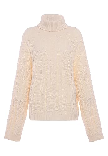 piano Damski sweter z golfem, modny sweter WOLLBIAŁY M/L, biały (wollweiss), M
