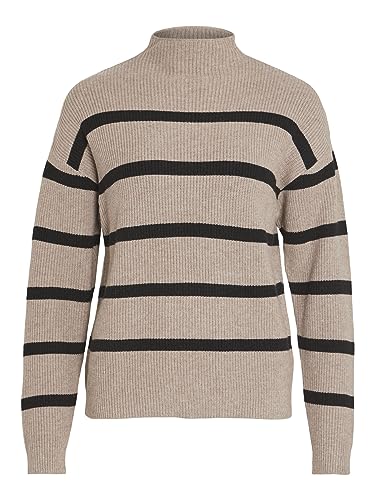 Vila Damski sweter z dzianiny w paski, Brown Lentil, XL