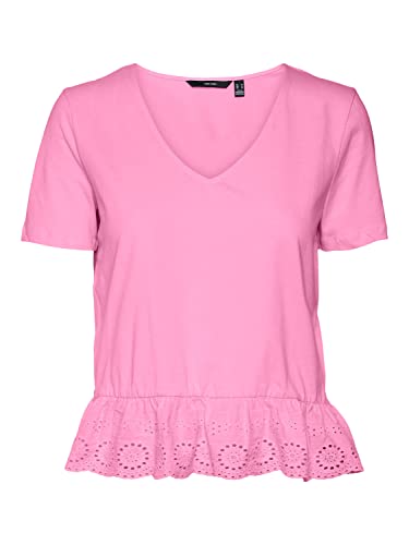 VERO MODA Damski top VMEMILY SS Peplum V-Neck JRS Top, cukierek, XL, cukierek, XL