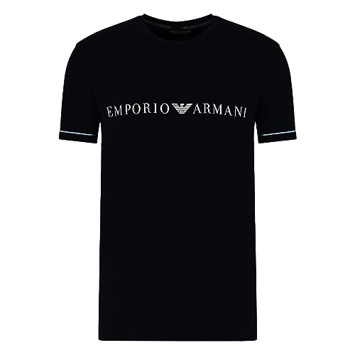 Emporio Armani Męski T-shirt z logo Crew Neck Underlined, czarny, L