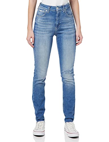 Calvin Klein Damskie spodnie skinny z wysokim stanem, denim, M, 32 W/32 l, Dżinsowa średnia, 25W / 32L