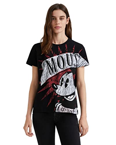 Desigual Damska koszulka Ts_Mickey Boom, Czarny, S