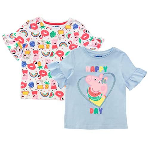 Peppa Pig koszulka dziewczęca w jednym melonie, Twin Pack, oficjalny produkt | dostępne rozmiary dla małych dzieci, pomysł na prezent dla dziewcząt, wielokolorowa, 4-5 Lata