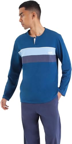 ATHENA Zestaw Pijama Mężczyźni, Pruski Niebieski/Pończochy Morskie, XL