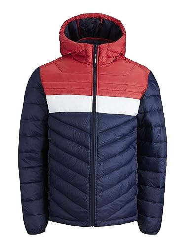 JACK & JONES Męska kurtka buforowa Plus Size z kapturem, granatowy blezer, 6XL duże rozmiary