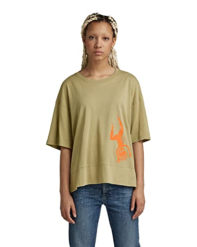 G-STAR RAW Luźny top damski z nadrukiem figury, Zielony (Lt Moss D21381-4107-b249), S