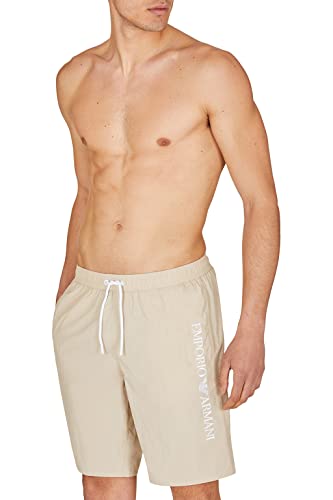 Emporio Armani Swimwear Emporio Armani Embroidery Logo Bermudy, krótkie spodenki do pływania, kolor piaskowy żółty, rozmiar 56, Piaskowy żółty
