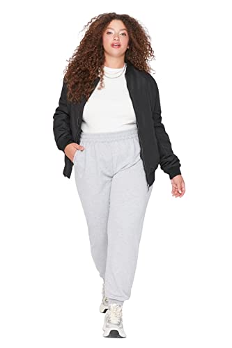 Trendyol Damskie spodnie dresowe Plus Size Normalna talia Skinny Fit Jogger Plus Size, Szary, 4XL-Plus