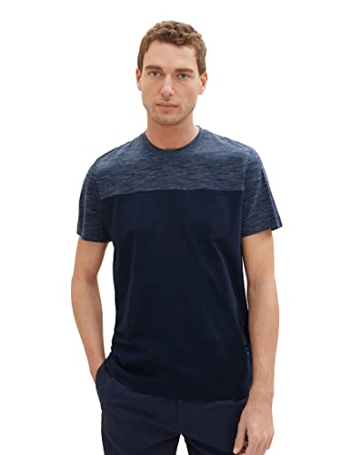 TOM TAILOR Koszulka męska 1036420, 32033-Blue Streaky Melange, XL, 32033 – niebieski melanż, XL