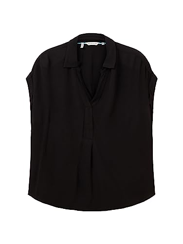 TOM TAILOR Damska bluzka Plussize ze strukturą marszczenia, 14482 – Deep Black, 52