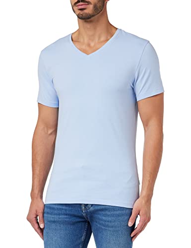 CASUAL FRIDAY Koszulka męska Lincoln z dekoltem w serek, 154030/Chambray Blue, XL, 154030 / Chambray Blue, XL