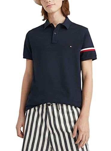 Tommy Hilfiger Męska koszulka polo Global STP Placement Reg S/S, Pustynne niebo, M