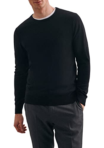 Seidensticker Sweter męski z długim rękawem, czarny, M