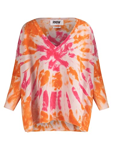 RNBW Damski sweter z dekoltem w kształcie litery V, liliowy, wielokolorowy, normalny, Lilac Multicolor, M