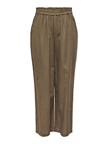ONLY Spodnie damskie z wysokim stanem, mieszanka lnu, Cub, (XXL) W / 34L