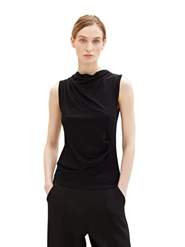 TOM TAILOR Damski 1036799 Top, 14482-Deep Black, S, 14482 – Deep Black, S