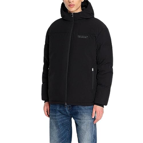 Armani Exchange Męska edycja limitowana We Beat As One Nylon Hooded puchowy płaszcz, czarny, XL