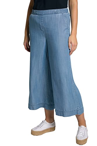 Ulla Popken Damska bluza lyocellowa o wyglądzie dżinsów, komfortowy ściągacz, w kształcie marlene, luźne spodnie, Light Blue Denim, 50