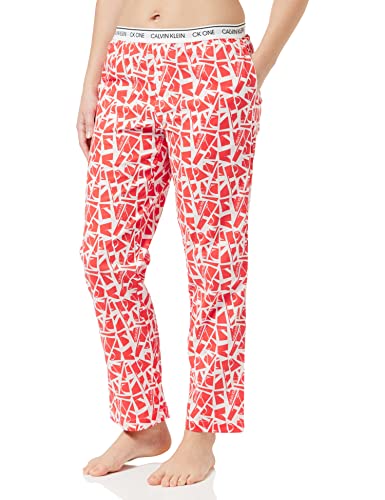 Calvin Klein Damskie spodnie do spania piżama dół, ODYSSEY LOGO PRINT_ORANGE POŚLICZONY, XS